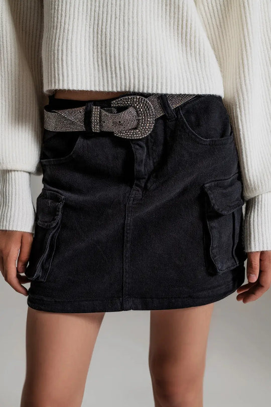 Cargo Mini Jupe en noir - Jupes