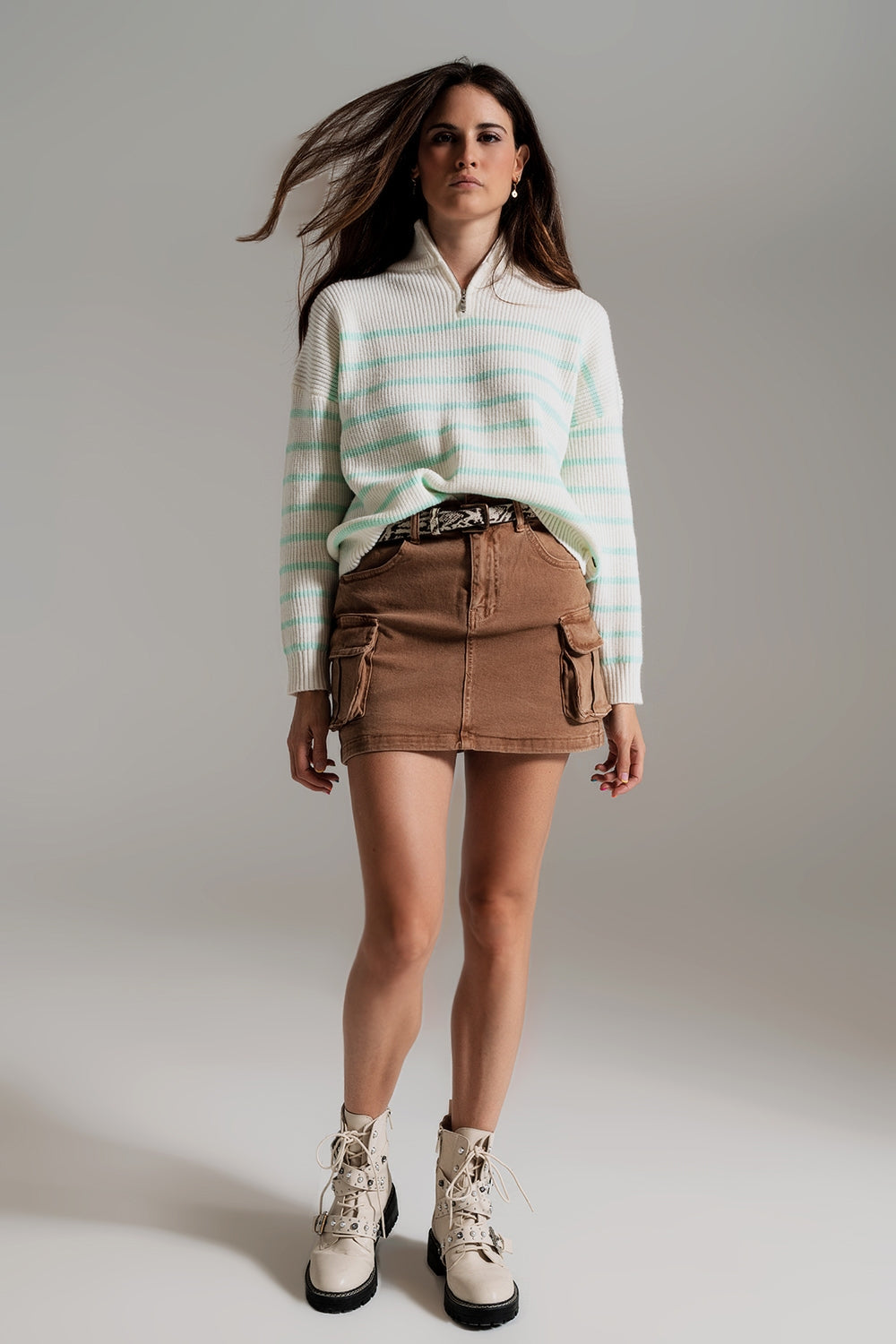 Cargo Mini Skirt in Camel