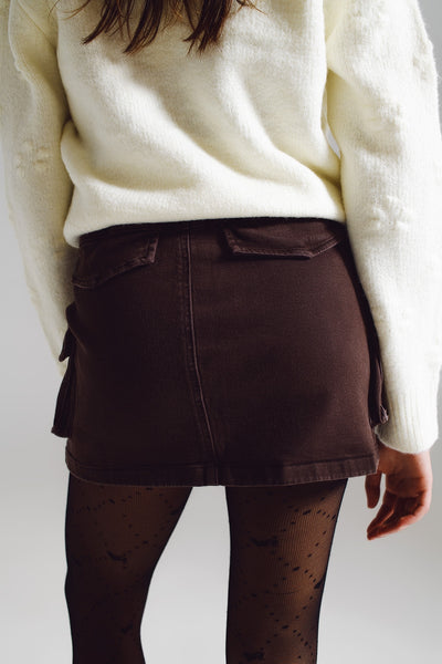 Cargo Mini Skirt in Dark Brown