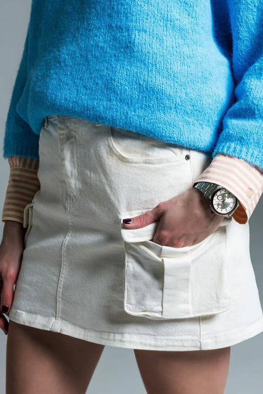Cargo mini skirt in white - Skirts