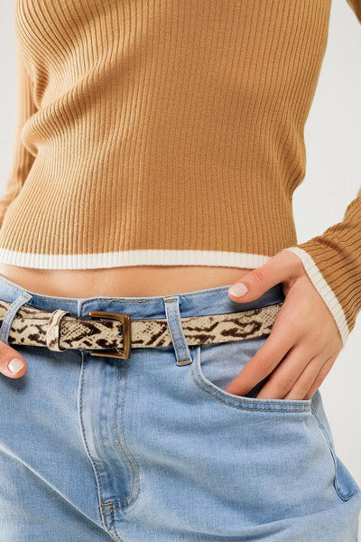 Casual camel Rib Sweater With white Trim detail - Sweaters