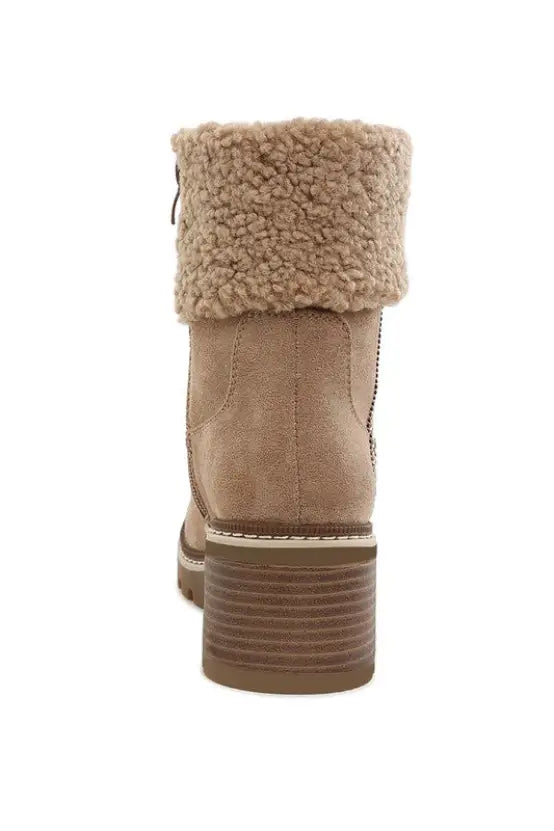 Woolly Faux Fur & Embroidery Detail Boots - Shoes