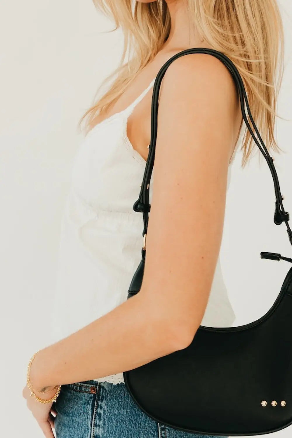 Celeste Crescent Shoulder Bag - Black - Shoulder Bag