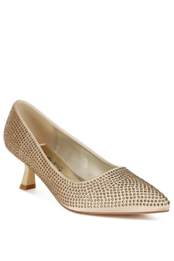 Dinah Rhinestones Embellished Kitten Heel Pumps
