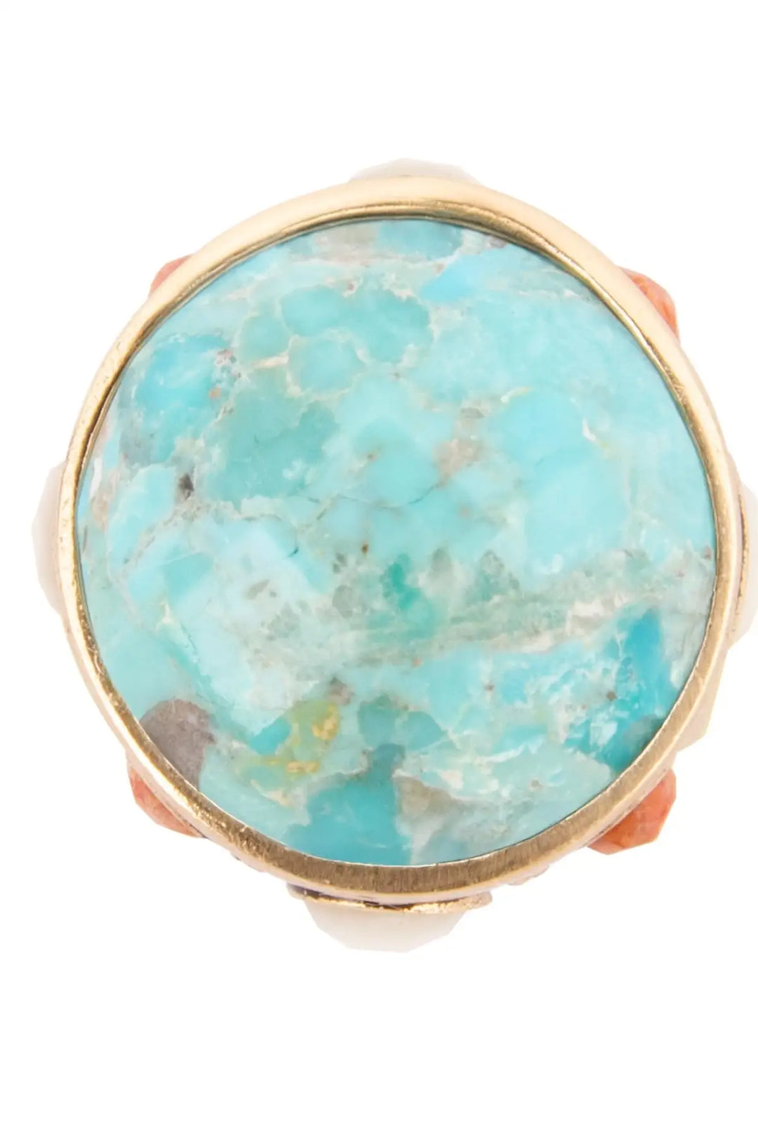 Champs Blue Turquoise and Coral Golden Statement Ring - Rings