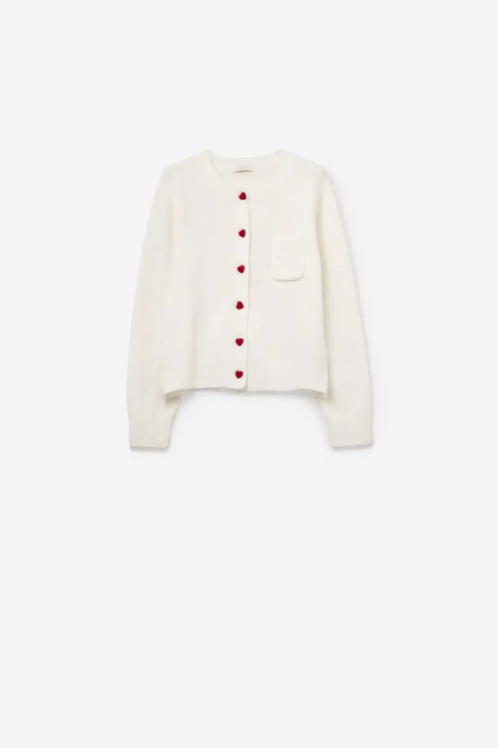 Charming White Cardigan with Heart Buttons - One Size / White - Sweaters