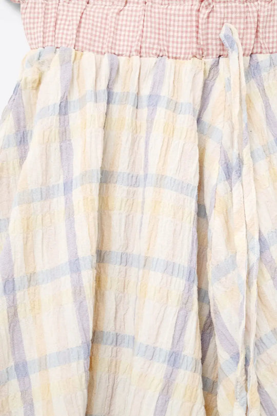 Checkered flowy short with Drawstring Waistband Multi-color - Pants