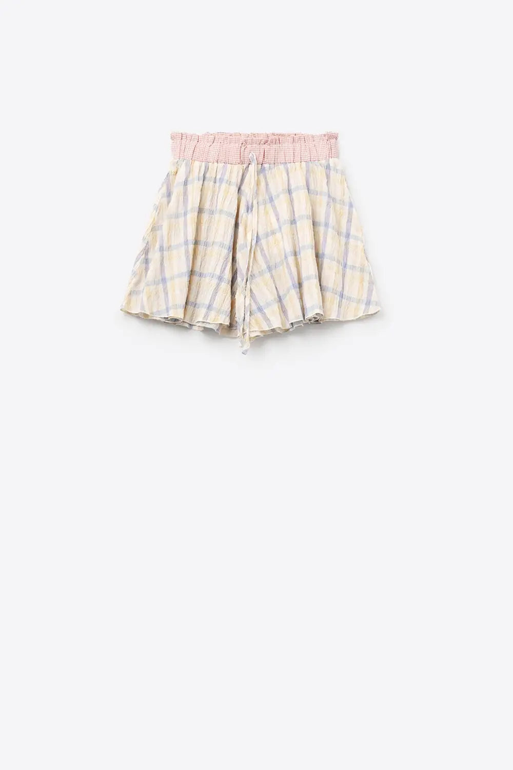 Checkered flowy short with Drawstring Waistband Multi-color - Pants