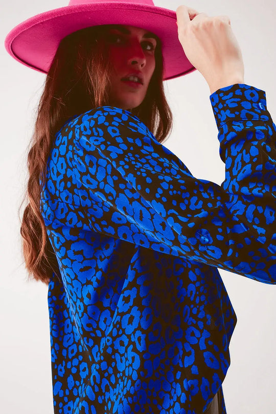 Chemise à imprimé animal bleu - Tee-Shirt