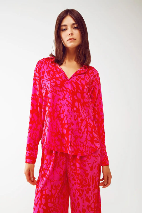 Chemise à imprimé animal en fuchsia - Tee-Shirt