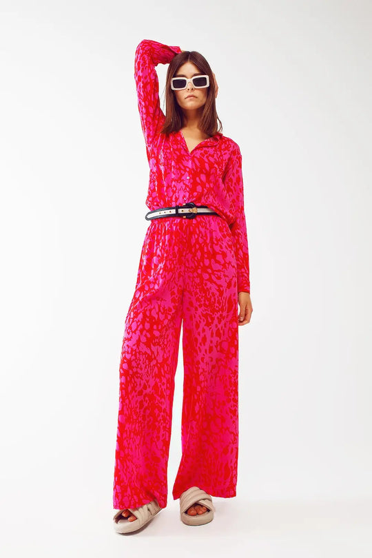 Chemise à imprimé animal en fuchsia - Tee-Shirt
