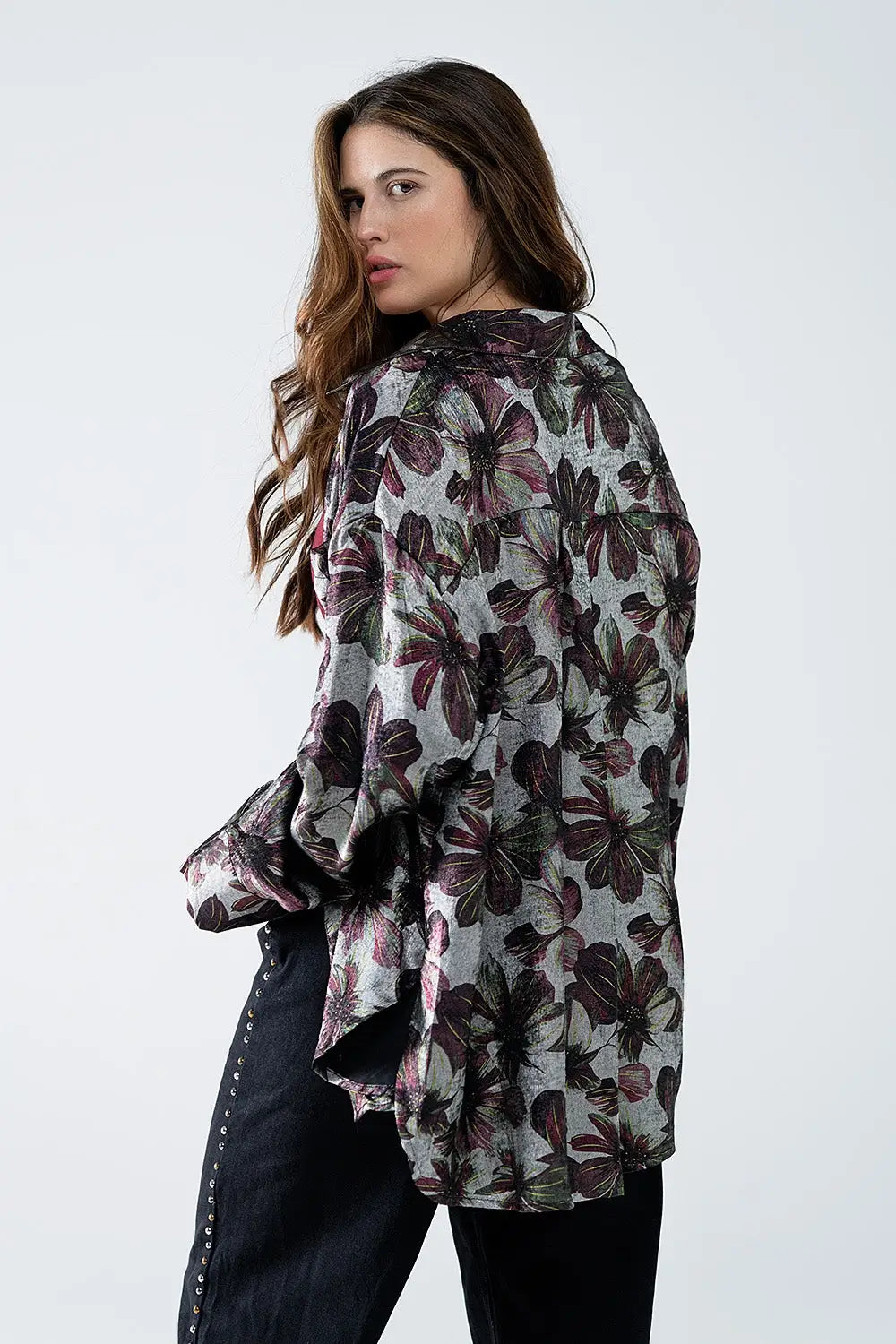 Chemise à imprimé floral à effet métallique - Tee-Shirt