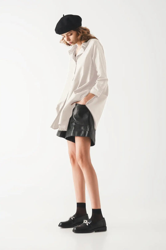 Chemise A-line en popeline surdimensionnée en blanc - Tee-Shirt
