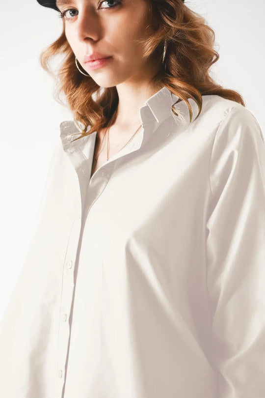 Chemise A-line en popeline surdimensionnée en blanc - Tee-Shirt