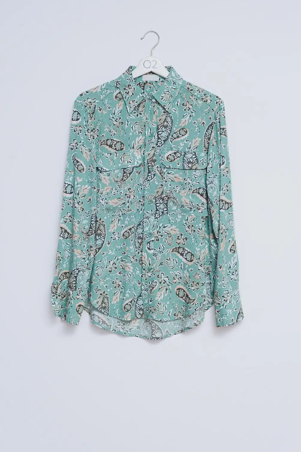 Q2 Chemise à manches longues avec imprimé cachemire et fleurs Vert