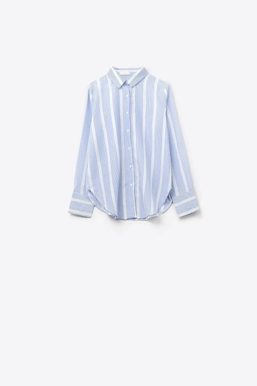 Chemise à rayures en tissu souple bleu et blanc - Tee-Shirt
