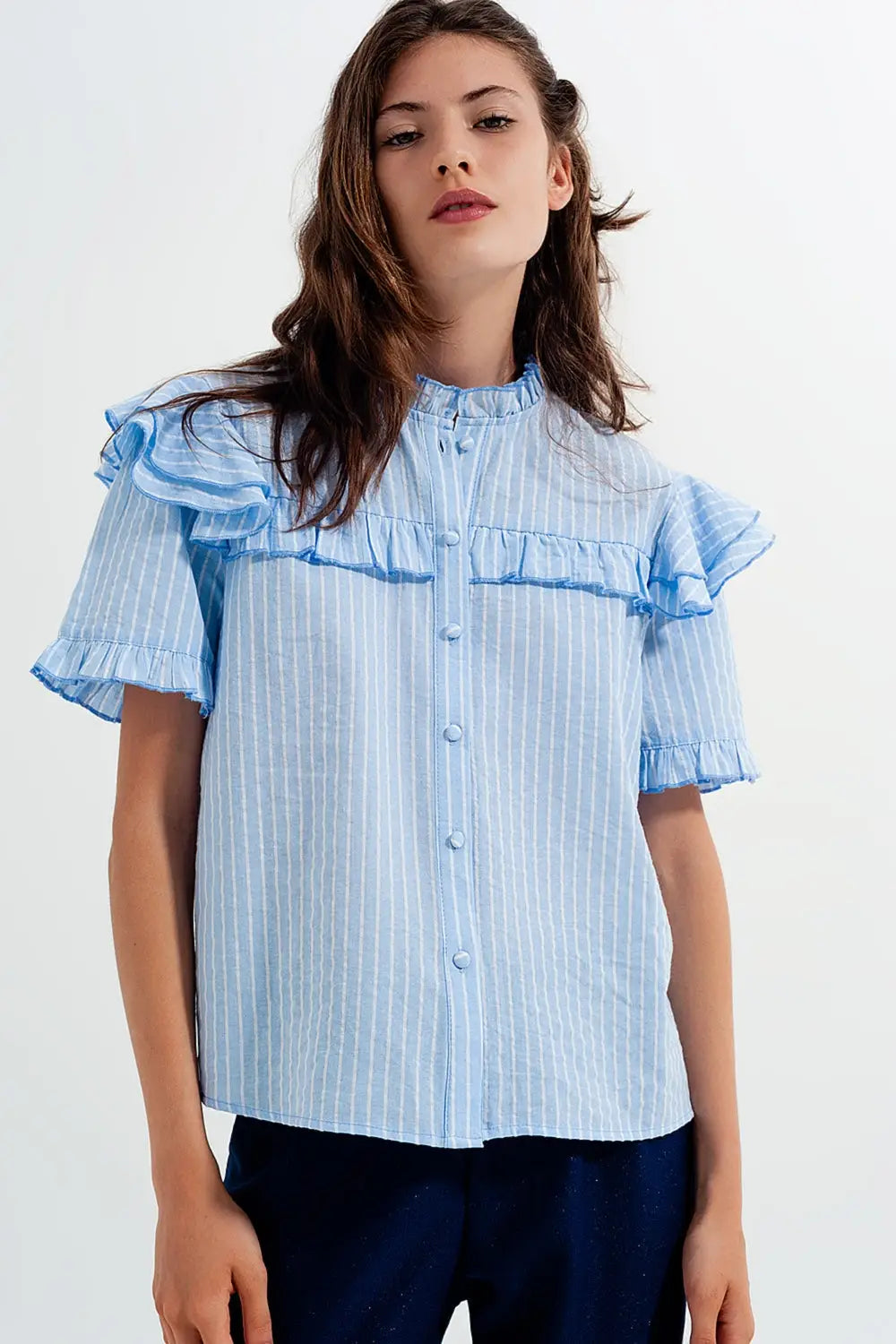 Chemise à volants Bleu - Tee-Shirt
