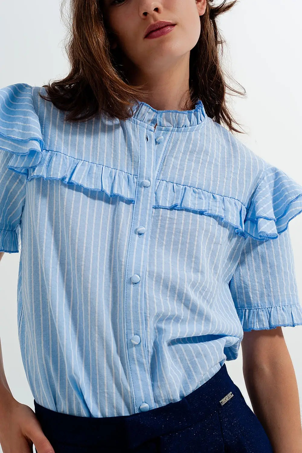 Chemise à volants Bleu - Tee-Shirt