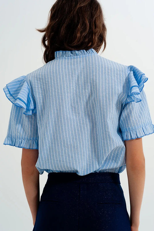 Chemise à volants Bleu - Tee-Shirt