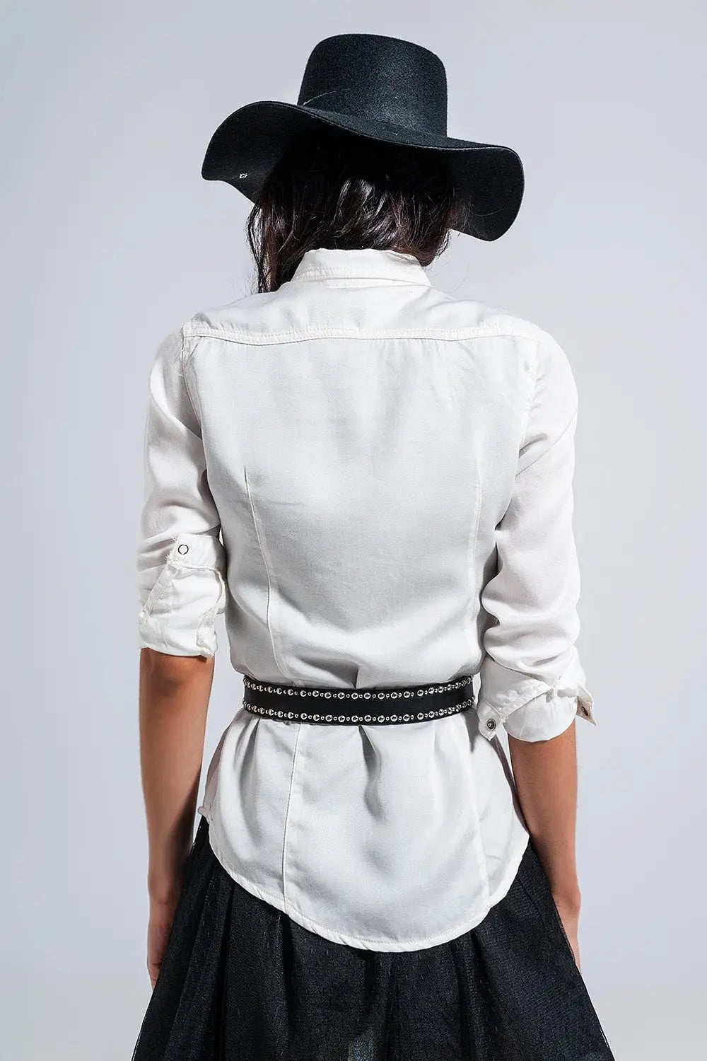 Chemise ajustée en jean blanc - Tee-Shirt