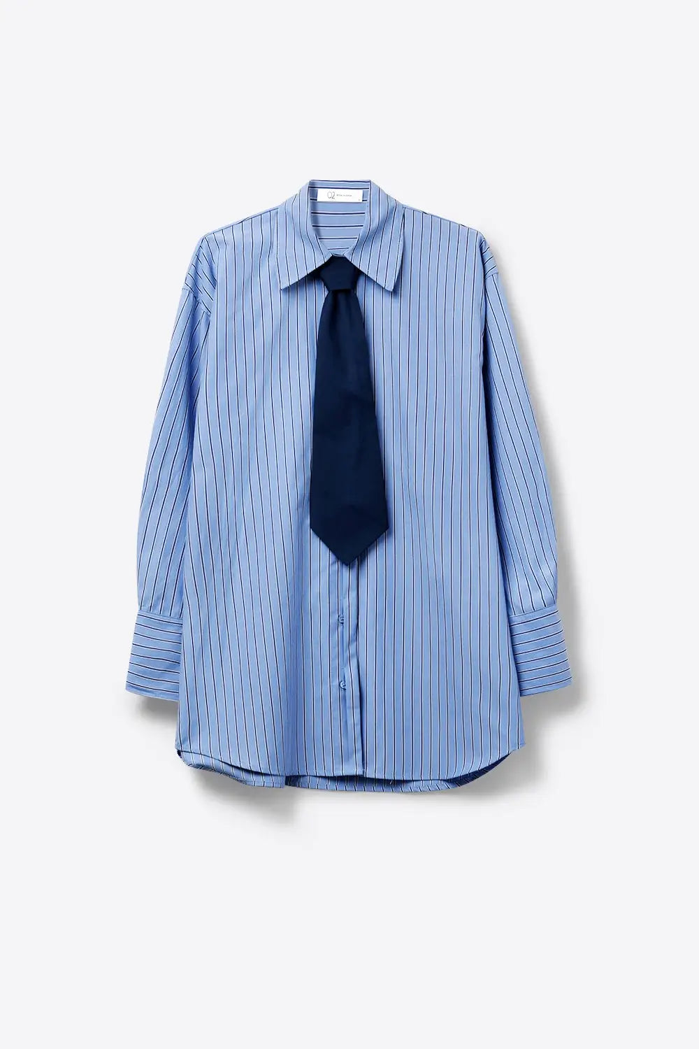 Chemise ample à rayures bleu clair à boutons - Tee-Shirt