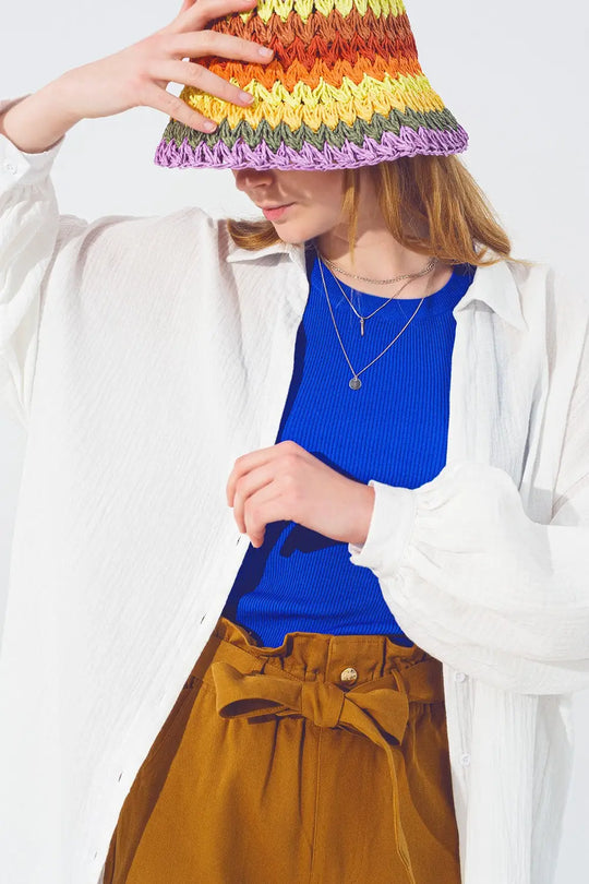 Chemise ample texturée en blanche - Tee-Shirt