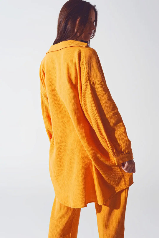 Chemise ample texturée en orange - Tee-Shirt