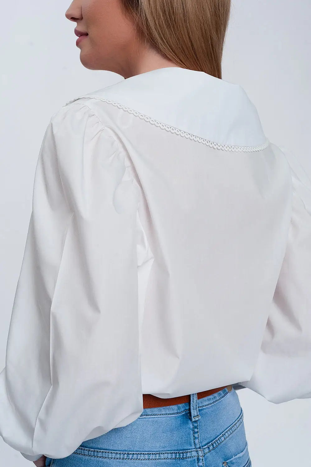 Chemise blanc à col extra large - Tee-Shirt