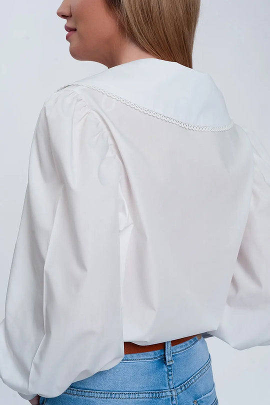 Chemise blanc à col extra large - Tee-Shirt