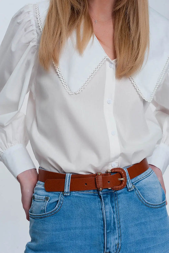 Chemise blanc à col extra large - Tee-Shirt