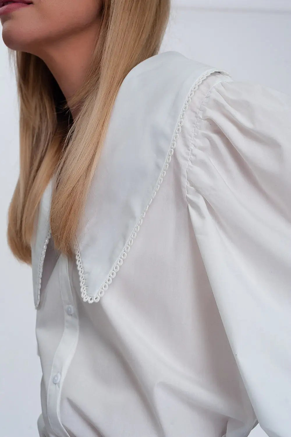 Chemise blanc à col extra large - Tee-Shirt
