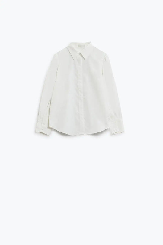 Chemise blanche Basic poplin à manches longues ballon - Tee-Shirt