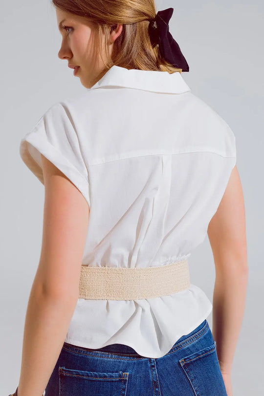Chemise blanche boutonnée avec poches poitrine - Tee-Shirt