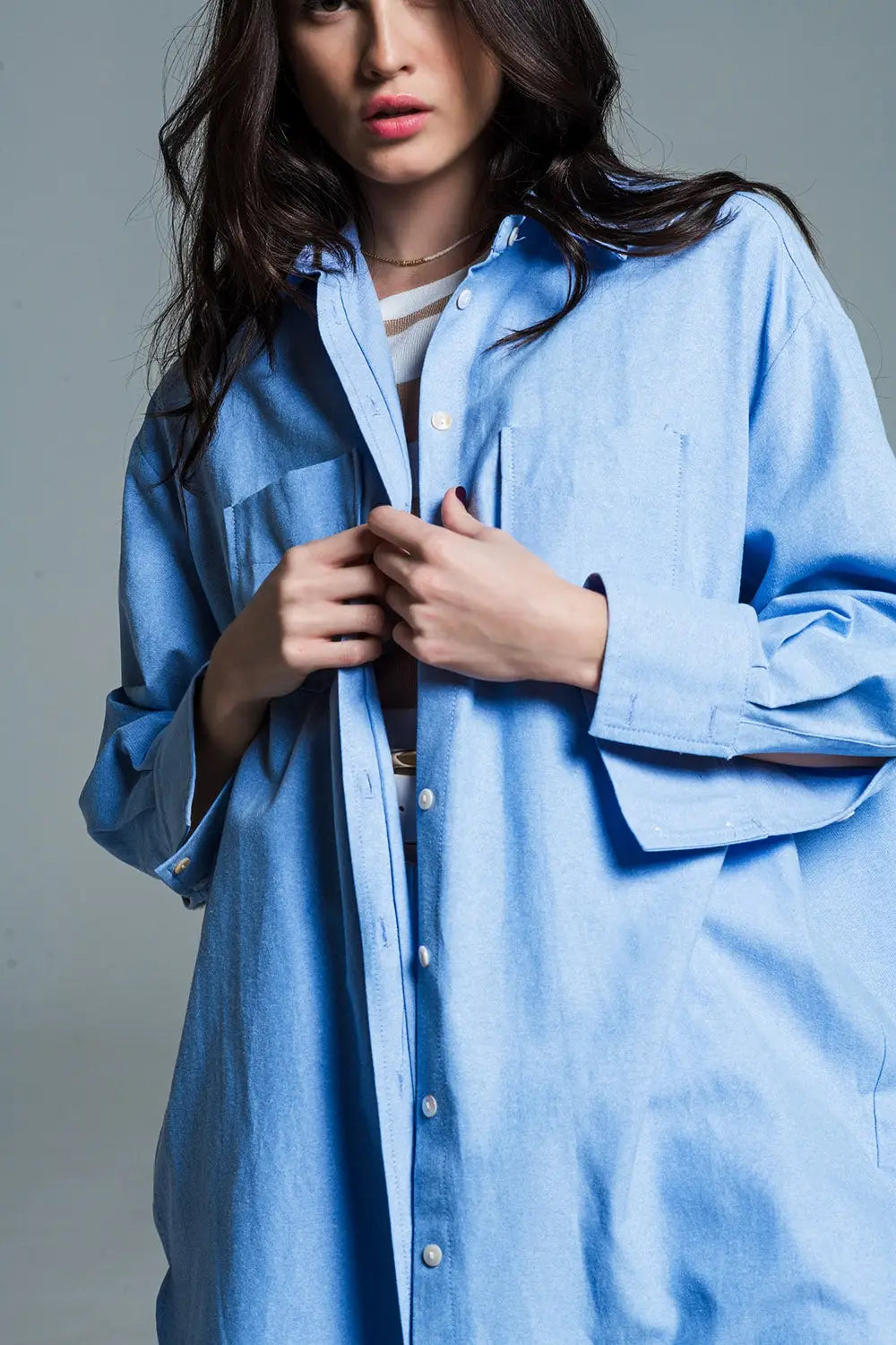Chemise bleue 3/4 boyfriend - Tee-Shirt