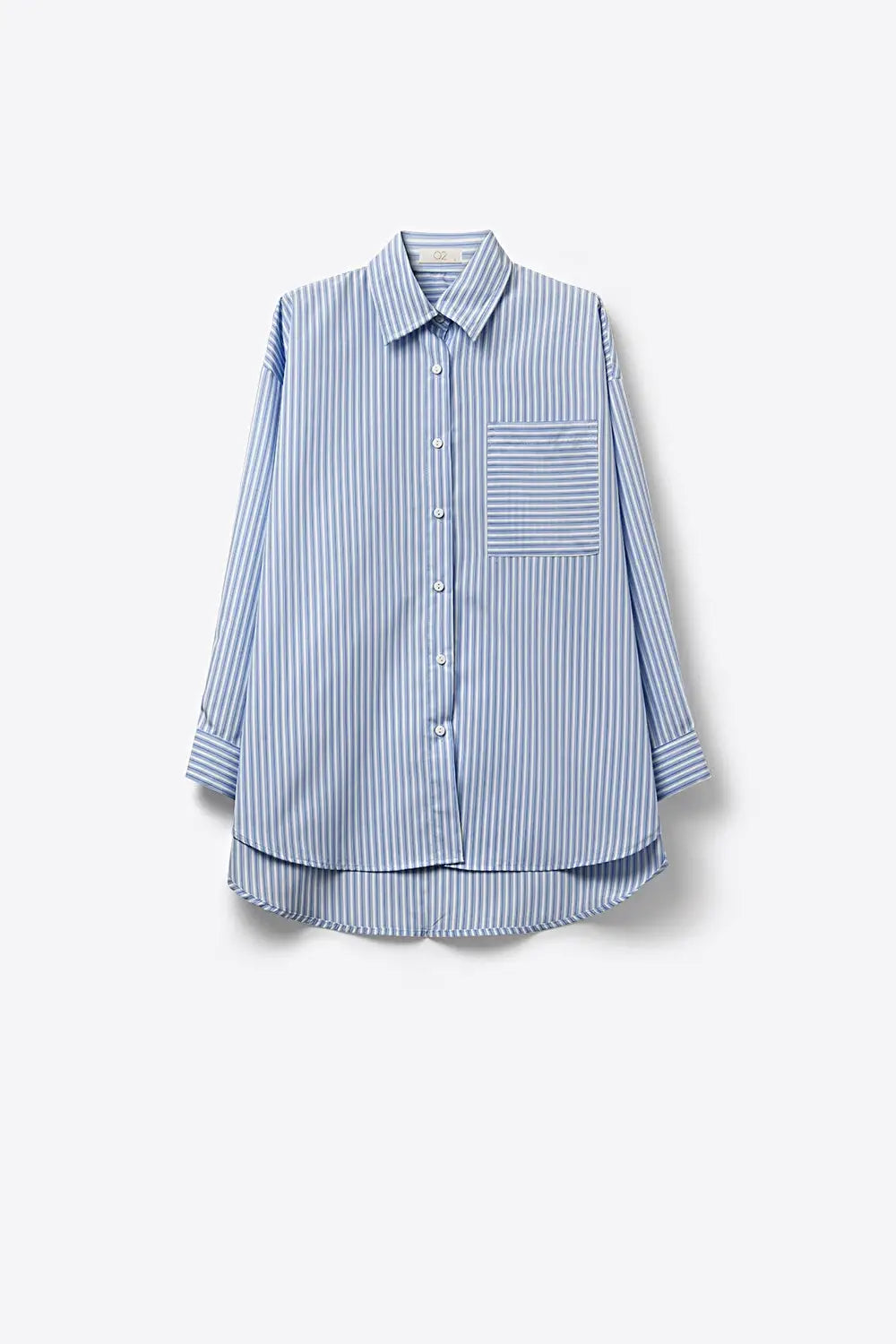 Chemise boutonnée à coupe décontractée rayée bleu clair - Tee-Shirt