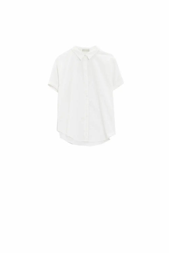 Chemise boutonnée décontractée à manches courtes en blanc - Tee-Shirt