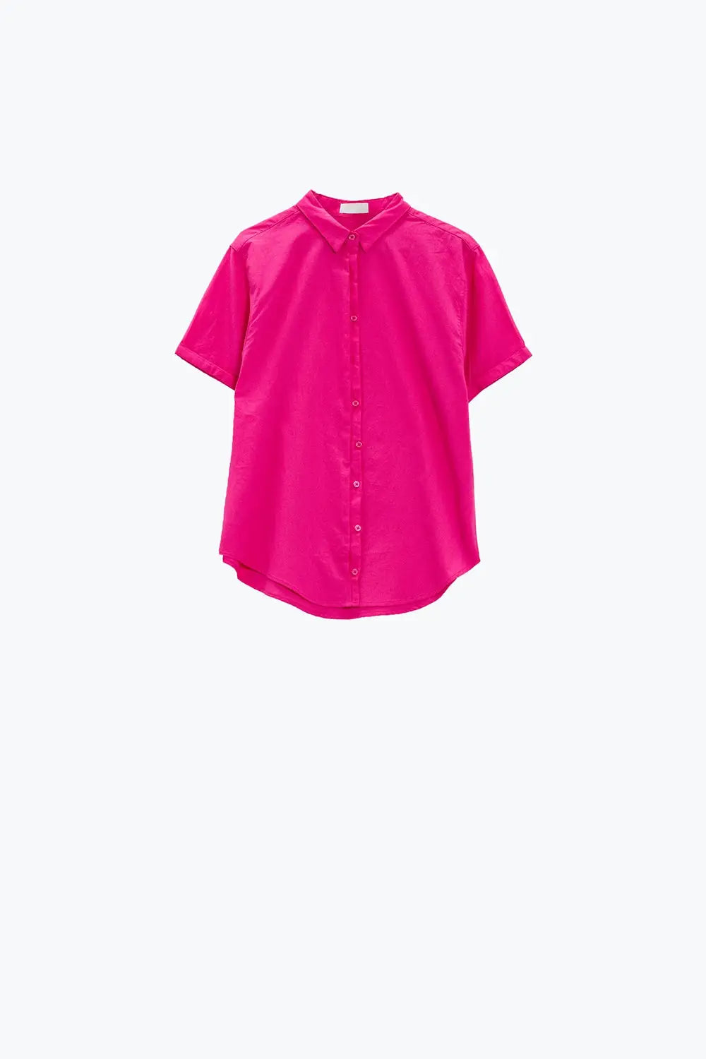 Chemise boutonnée décontractée à manches courtes en fuchsia - Tee-Shirt