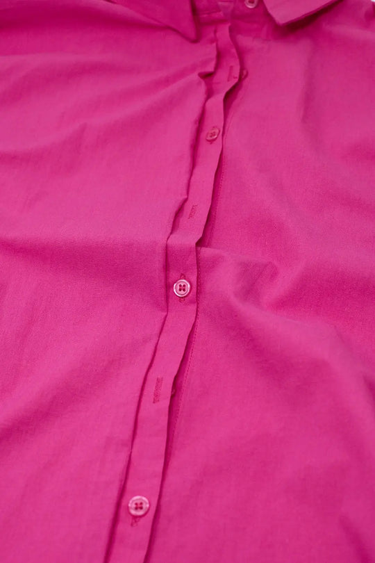 Chemise boutonnée décontractée à manches courtes en fuchsia - Tee-Shirt