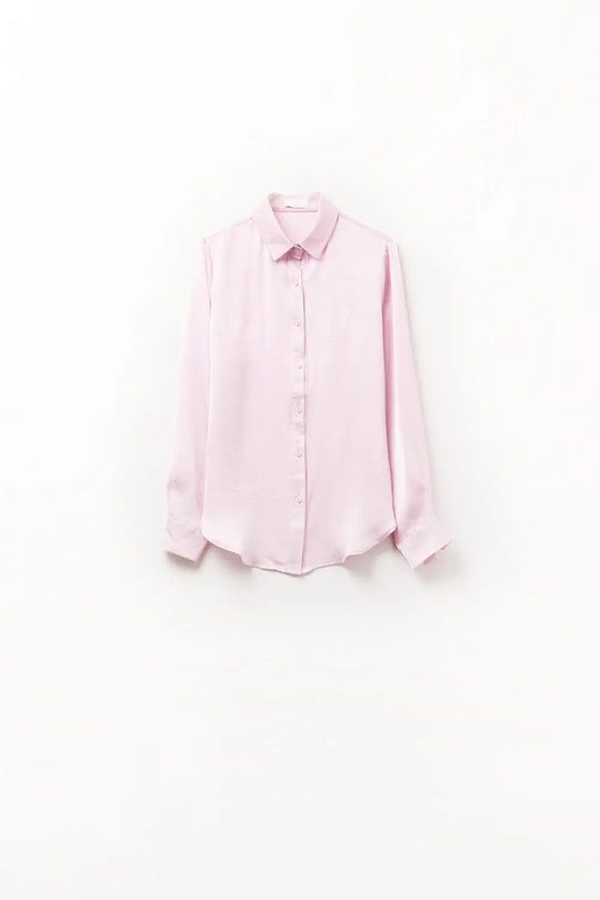 Q2 Chemise boutonnée en satin rose bébé