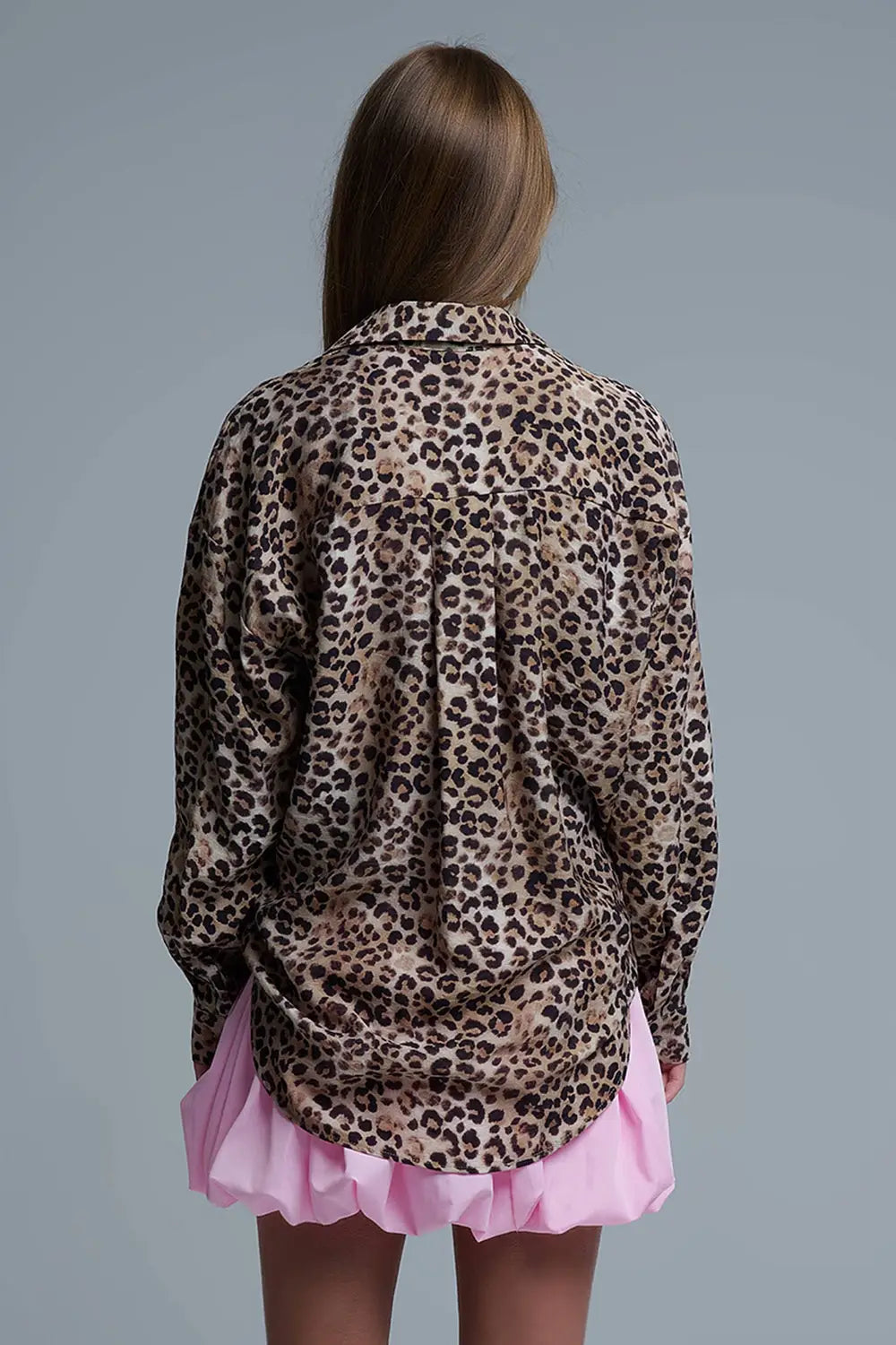 Chemise boutonnée surdimensionnée à imprimé léopard - Tee-Shirt
