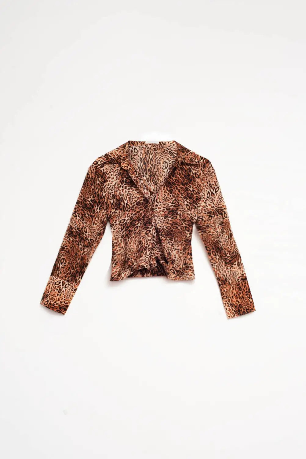 Q2 Chemise courte à imprimé léopard marron