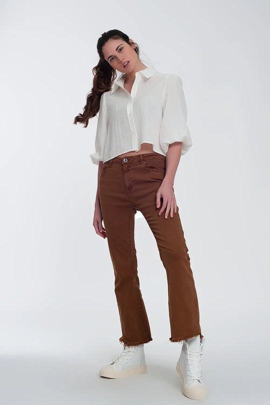 Chemise courte à manches bouffantes blanc - Tee-Shirt