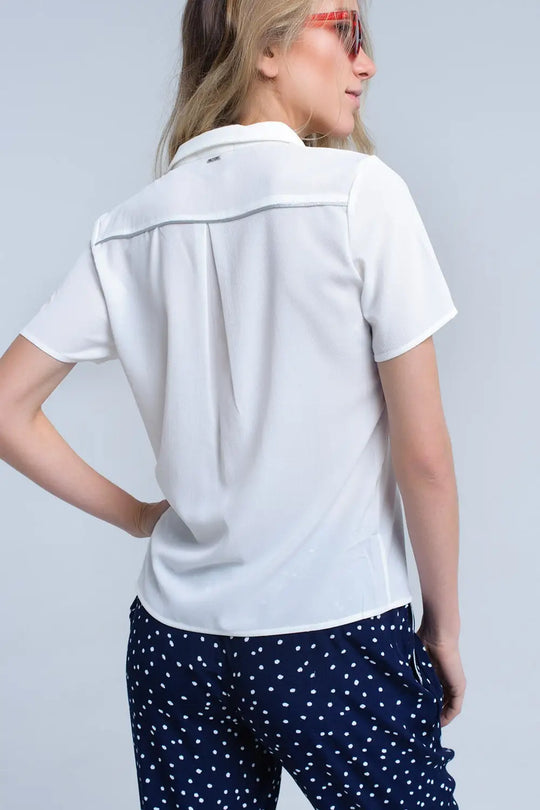 Chemise crème avec broderie coeur - Tee-Shirt