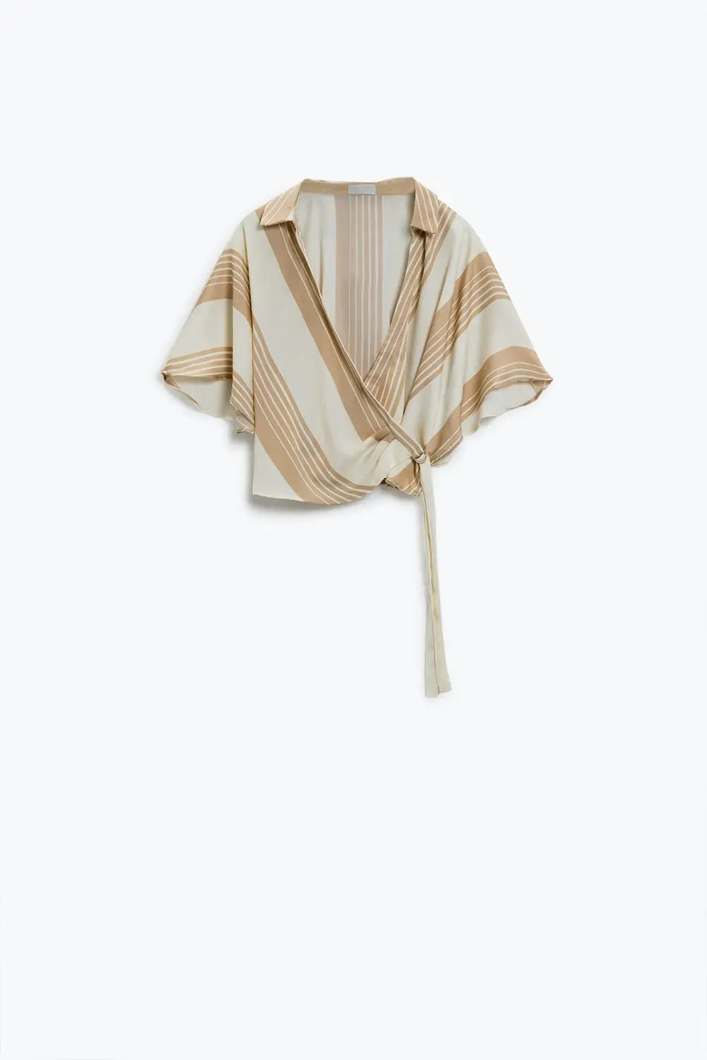 Q2 Chemise crème nouée sur le côté avec col en V