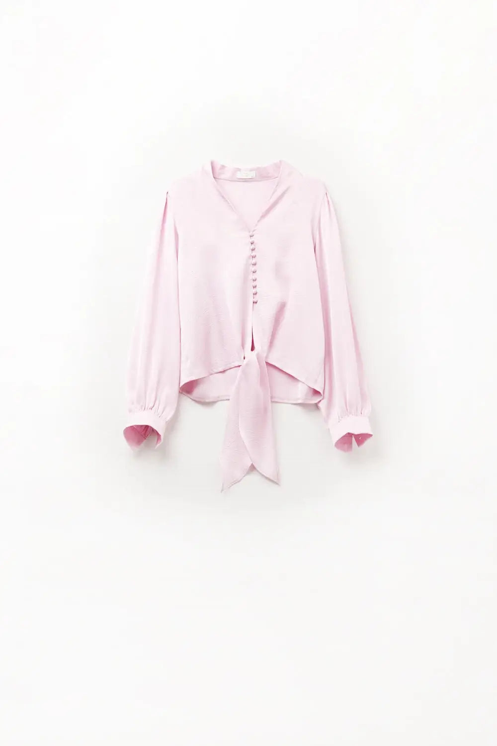 Chemise croisée rose avec nœud - Tee-Shirt