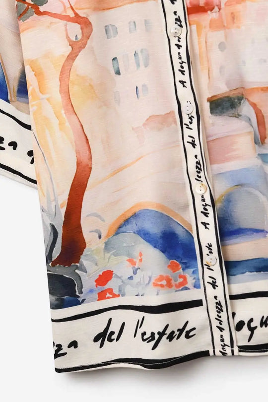 chemise d’été rose imprimée aquarelle - Tee-Shirt