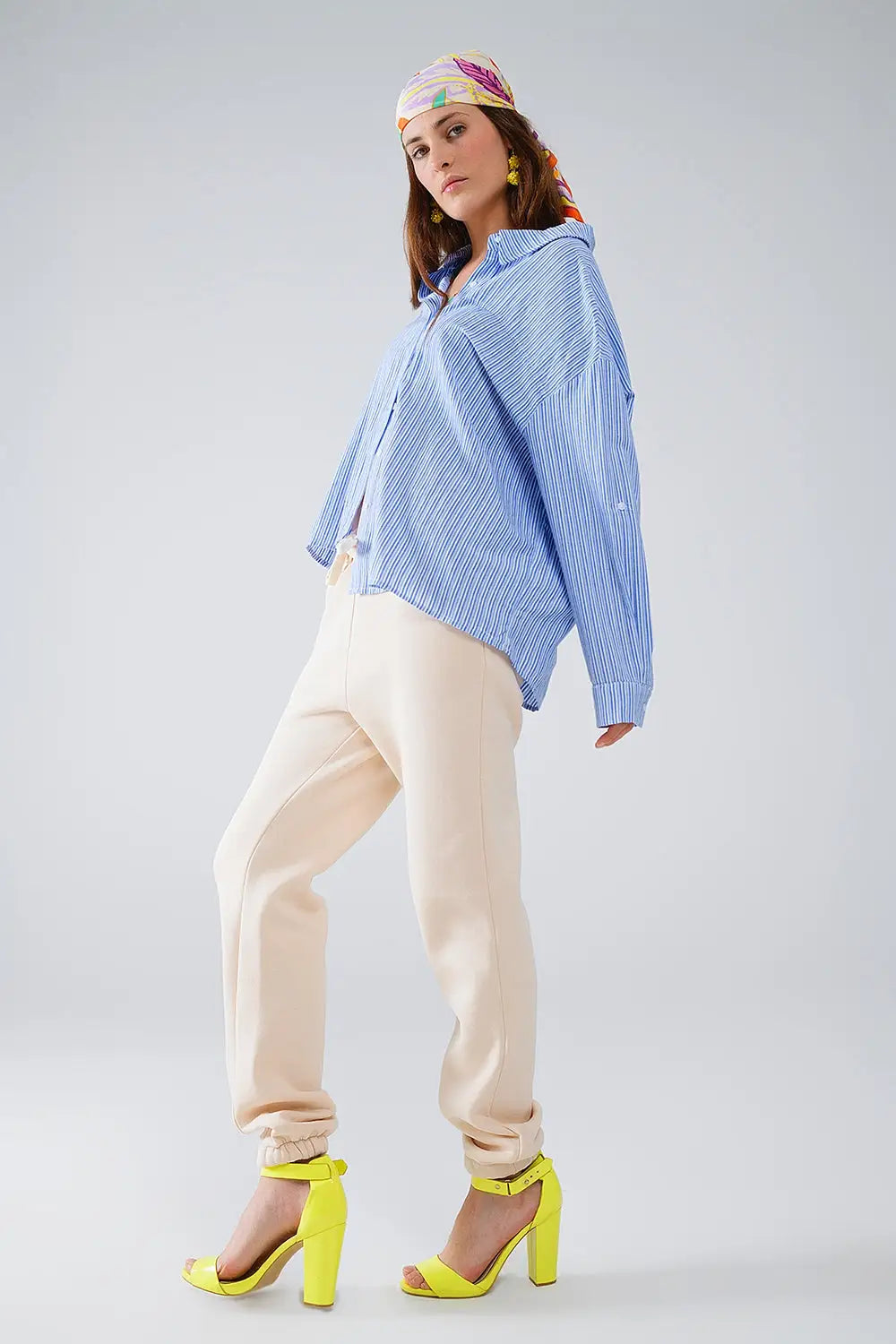 Chemise décontractée à fines rayures bleu - Tee-Shirt