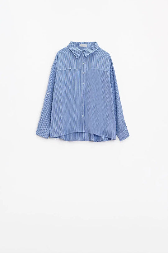 Chemise décontractée à fines rayures bleu - Tee-Shirt