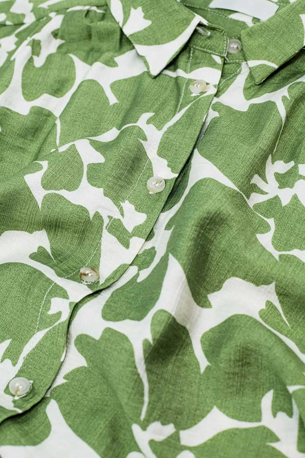 Chemise décontractée à imprimé floral vert - Tee-Shirt