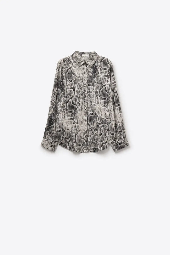 Chemise décontractée à imprimé serpent en gris - Tee-Shirt